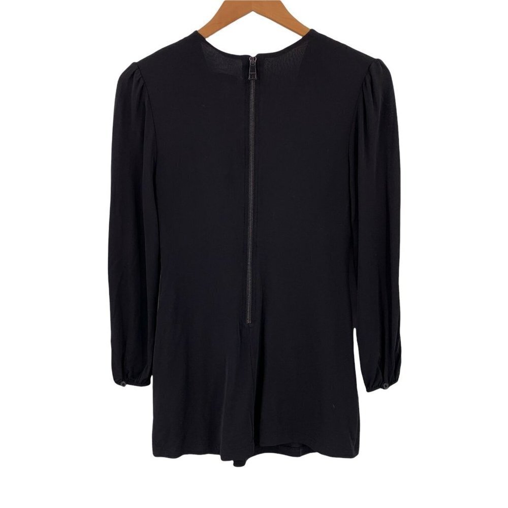 Burberry Black Stretch Jersey Long Sleeve V-Neck Tunic Top Size Small - Picture 5 of 9